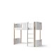 Oliver Furniture - Wood Mini+ halbhohes Hochbett (68 x 162 cm) Weiß / Eiche