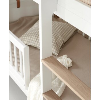 Oliver Furniture - Wood Mini+ halbhohes Etagenbett, 68x162 cm, Weiß / Eiche