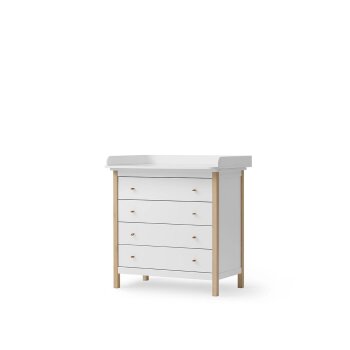 Oliver Furniture - Wood Wickelkommode, 4 Schubladen mit Wickelplatte 051315, Weiß / Eiche