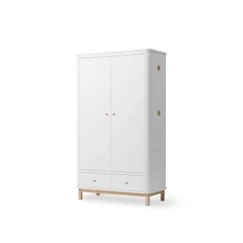 Oliver Furniture - Wood Kleiderschrank 2-türig, Weiß / Eiche