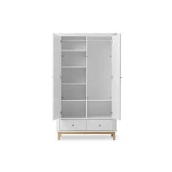 Oliver Furniture - Wood Kleiderschrank 2-türig, Weiß / Eiche