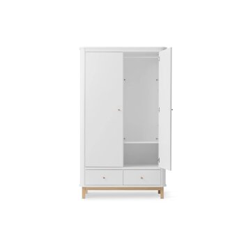 Oliver Furniture - Wood Kleiderschrank 2-türig, Weiß / Eiche