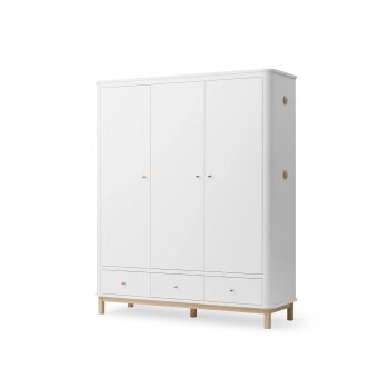 Oliver Furniture - Wood Kleiderschrank 3-türig, Weiß / Eiche