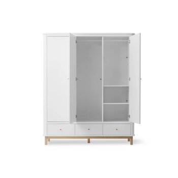 Oliver Furniture - Wood Kleiderschrank 3-türig, Weiß / Eiche