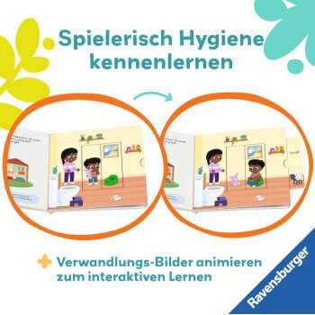 Ravensburger - Play+ Mein erstes Schiebebuch: Baden, Waschen, Zähne putzen