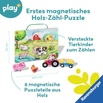 Ravensburger - Play+ Magnetisches Holz-Zähl-Puzzle: Bauernhof