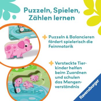 Ravensburger - Play+ Magnetisches Holz-Zähl-Puzzle: Bauernhof