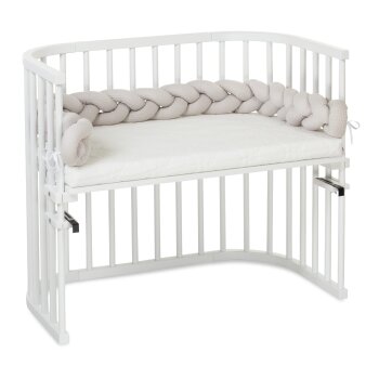 babybay - Nestchenschlange Waffelpique geflochten passend für alle Modelle, weißgrau