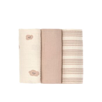 Lässig - Mulltücher 3er Set 60 x 60 cm - Tiny Team, Beige (2)