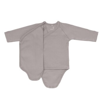 Lässig - Baby-Wickelbody Langarm - Bio-Baumwolle, Zitrone, Taupe, Gr. 62/68