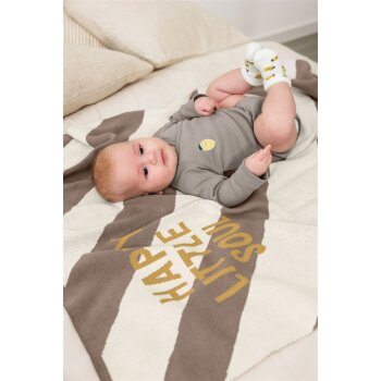 Lässig - Baby-Wickelbody Langarm - Bio-Baumwolle, Zitrone, Taupe, Gr. 62/68
