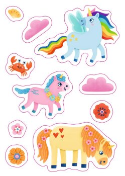 Coppenrath - Mini-Künstler - Meine ersten Stickerbilder "Einhorn/Dino/Tiere/Fahrzeuge", sort. (40)