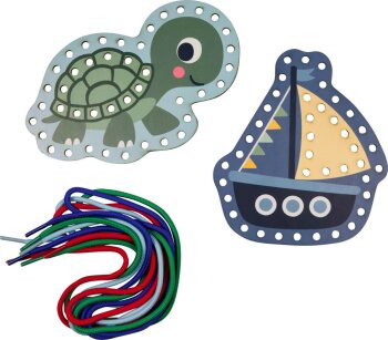 Coppenrath - Mini-Künstler - Mein kleines Bastelset: Fädel-Karten (Schildkröte/Boot) (3)
