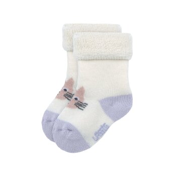 Lässig - Baby-Socken Frottee 3er-Set - Katze Lila/Weiß, Gr. 15/18