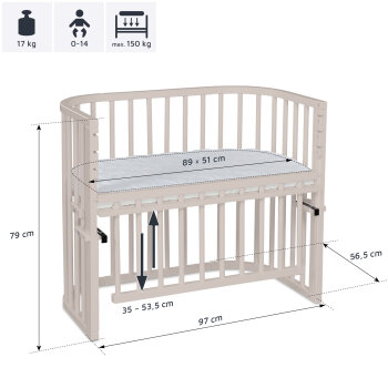 babybay - Beistellbett Maxi Comfort Plus BEIGE-LACKIERT