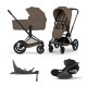 Cybex - Platinum e-PRIAM 5 Comfort Kinderwagen Set 4 in 1 inkl. Cybex Cloud T, Base T (Matt black Coconut brown)