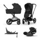 Cybex - Platinum e-PRIAM 5 Comfort Kinderwagen Set 4 in 1 inkl. Cybex Cloud T, Base T (Matt black Sepia black)