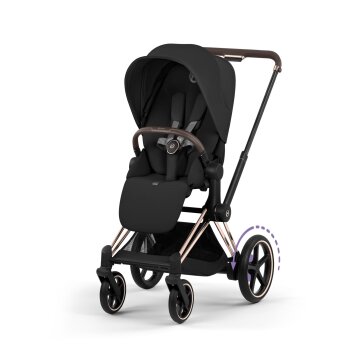 Cybex - Platinum e-PRIAM 5 Comfort Kinderwagen Set 4 in 1 inkl. Cybex Cloud T, Base T (Rosegold Sepia black)