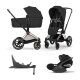 Cybex - Platinum e-PRIAM 5 Comfort Kinderwagen Set 4 in 1 inkl. Cybex Cloud T, Base T (Rosegold Sepia black)