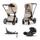 Cybex - Platinum e-PRIAM 5 Style Kinderwagen Set 4 in 1 inkl. Cybex Cloud T, Base T (Cozy beige)