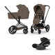 Cybex - Platinum PRIAM 5 Comfort Kinderwagen Set 3 in 1 inkl. Cybex Cloud T (Matt black Coconut brown)