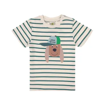 L&auml;ssig - Kinder T-Shirt Bio Baumwolle Hund gestreift...