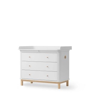 Oliver Furniture - Wood Wickelkommode 3 Schubladen Weiß / Eiche