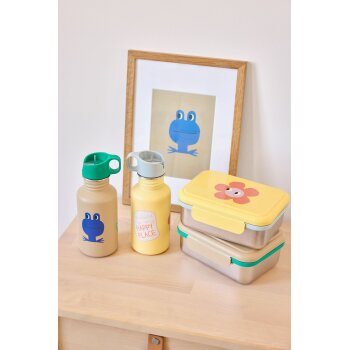 Lässig - Brotdose Kinder - Edelstahl Lunchbox, Happy Trails Frosch