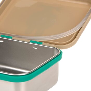 Lässig - Brotdose Kinder - Edelstahl Lunchbox, Happy Trails Frosch