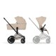 Cybex - Platinum e-PRIAM 5 Comfort Kinderwagen Set 3 in 1 inkl. Cybex Cloud T (Matt black Cozy beige)