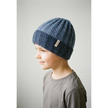 Sterntaler - Strickmütze Rippenstrick - Mittelblau,...