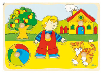 Goki - Holz-Puzzle Katze Haus (A)