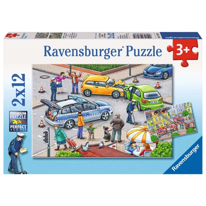 Ravensburger - Mit Blaulicht unterwegs PUZZLE (2 x 12 TEILE)