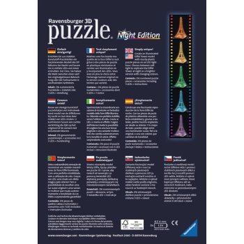 Ravensburger - 3D Puzzle-Bauwerke, Eiffelturm bei Nacht