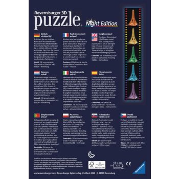 Ravensburger - 3D Puzzle-Bauwerke, Eiffelturm bei Nacht