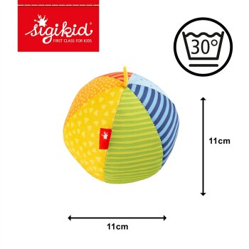 sigikid - Aktiv-Ball Babyball mit Rassel - Kinderbunt, 11 cm